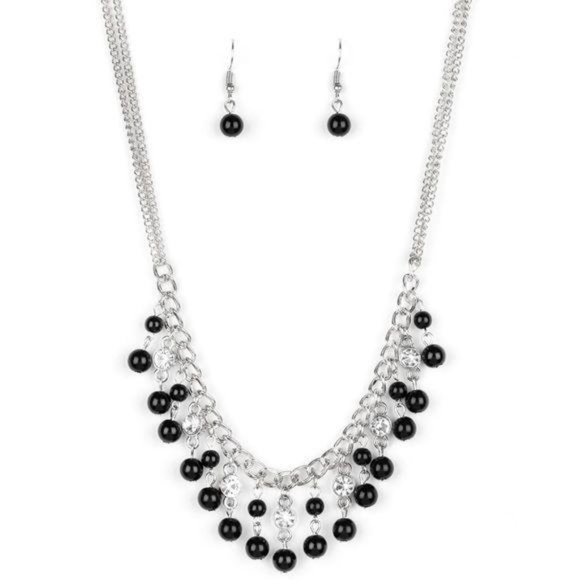 Jewelry - Regal Refinement Black Silver Necklace Earring Set